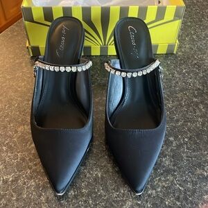 CircusNY Black heels with rhinestones